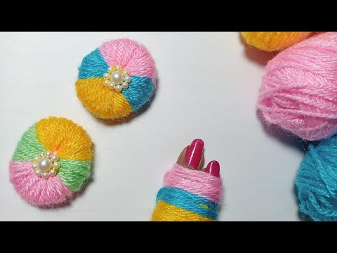 Amazing Woolen Flowers Craft Idea With Finger - Easy Woolen Flower Making  -DIY Craft Ideas
