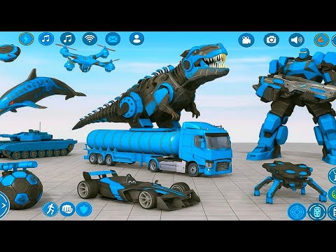 Blue Dolphin Robot Car Crocodile Drone Transform City Wars - Android Gameplay