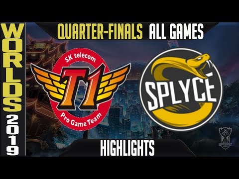 SKT vs SPY Highlights ALL GAMES | Worlds 2019 Quarter-finals | SK Telecom T1 vs Splyce