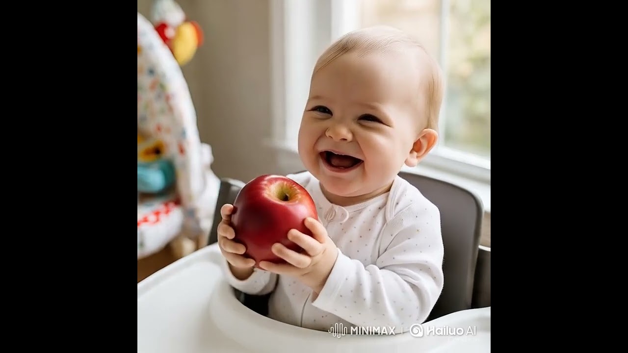 cute baby eating apple 🍎🍏