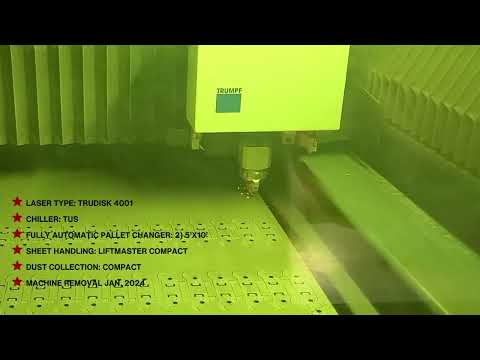TRUMPF Fiber Optic TruLaser 1030 L88, TruDisk 4001 Laser