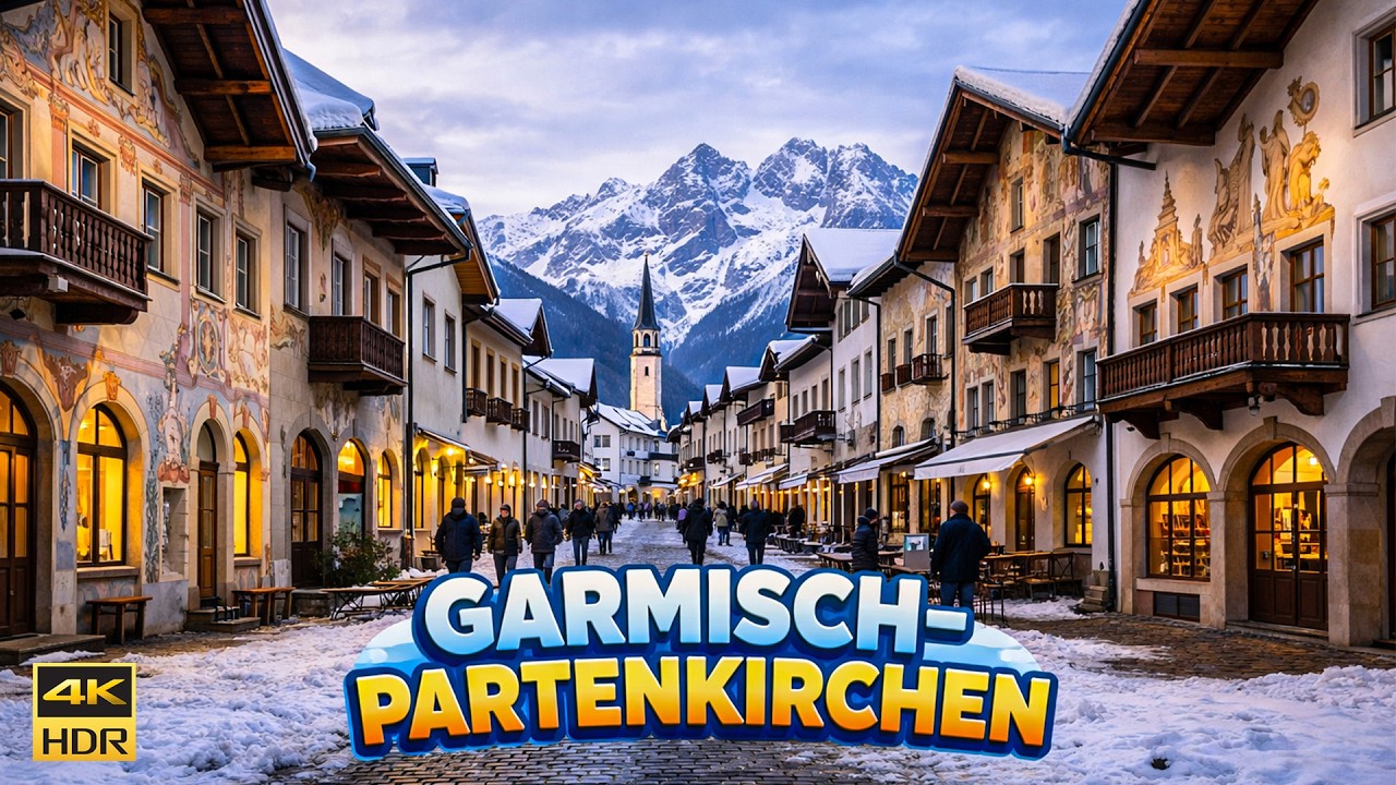 Garmisch-Partenkirchen Germany Winter 4K | Historic Bavarian Alpine Town 4k 60 fps
