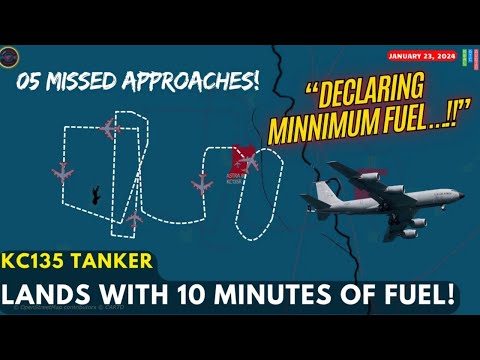 KC 135 Fuel Tanker Nearly Runs out of fuel before Controllers Guide It Home #atc