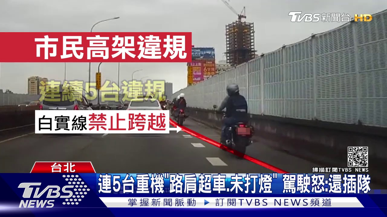 連5台重機「路肩超車、未打燈」 駕駛怒:還插隊