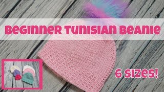 Beginner Tunisian Beanie Video Tutorial | 6 Sizes!