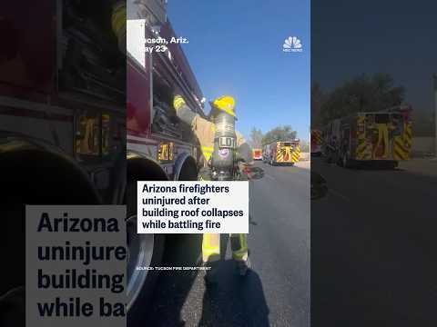 Arizona firefighters uninjured after building roof collapses while battling fire