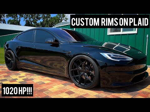 MY LOWERED TESLA MODEL S PLAID ON NEW CUSTOM WHEELS!!! VOSSEN HYBRID FORGED HF5