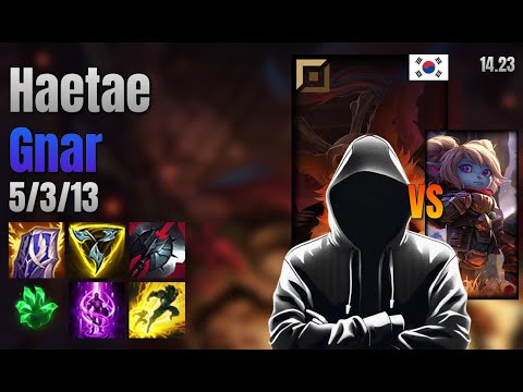 Haetae Top Gnar vs Poppy lol KR solo rank Full Game 14.23