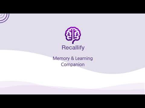 Recallify App Demo | Memory & Executive Function Support for ADHD, Autism & Brain Injury