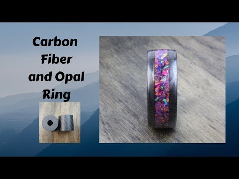 How it's made - Carbon Fiber - Opal Inlay Ring (On a wood lathe)