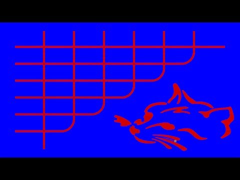 Seven red lines drawn with blue ink, cross orthogonally each other (Expert solution with a kitty)