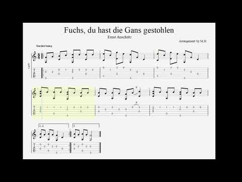Fuchs, du hast die Gans gestohlen - Noten & Tabulatur für Gitarre (fingerstyle guitar)