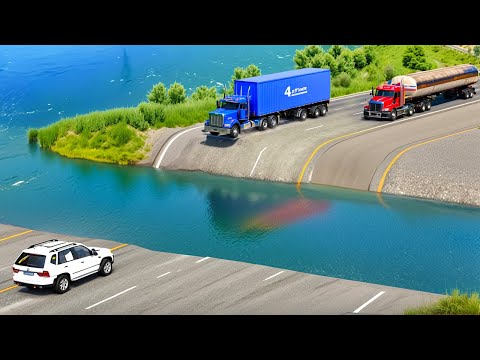 Cars vs Deep Water x Spikes x Unfinished Road ▶️ BeamNG Drive