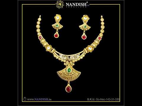 Antique Gold Necklace Designs With Weight | Gold Antique Set | Nandish Jewellers #3