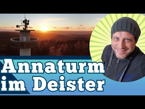 Annaturm Deister im Sonnenuntergang von oben - Wandern zum Annaturm auf dem Bröhn im Deister