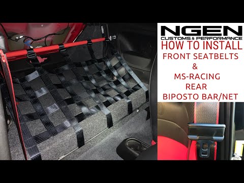 MS-RACING BIPOSTO KIT & SEATBELT PLANET FRONT SEATBELTS Install on a Fiat 500 Abarth - HOW TO!
