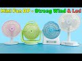 Mini Fan DP Led Light Strong Wind Super Quiet Rechargeable Table Fan Unboxing And Review