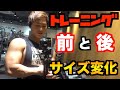 パンプアップ前後の筋肉のサイズ変化【筋トレ】【腕、肩】【筋肥大】【大きさ比較動画】