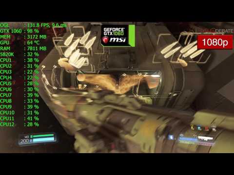 DOOM GTX 1060 MSI Frame Rate Benchmark Performance - Ultra Graphics 1080p