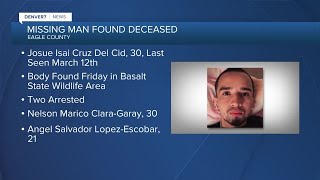 2 arrested after missing man found deceased near lake in Eagle County