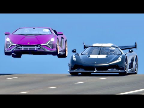Koenigsegg Jesko Jet Engine vs Lamborghini Sian Jet Engine - Drag Race 20 KM