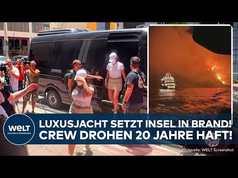 GRIECHENLAND: Schiffsbesatzung von Luxusjacht in Haft! Crew setzte mit Feuerwerk Insel in Brand!