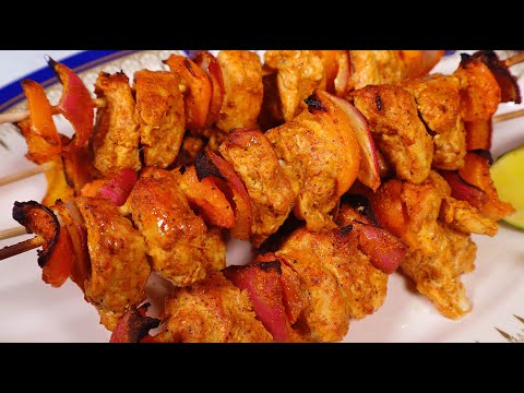 Oven Baked Chicken Tikka Skewers | Chicken Tikka Kebabs | Chicken Tikka Recipe