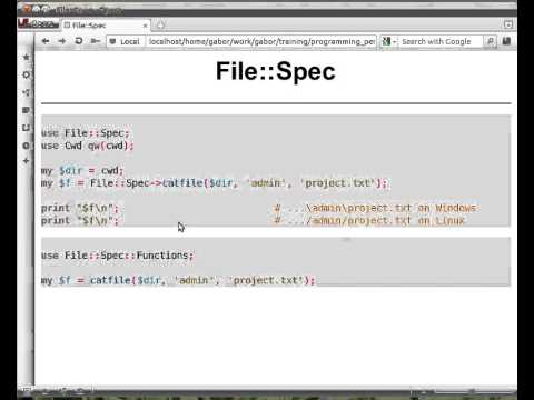 Beginner Perl Maven tutorial: 11.9 - File::Spec