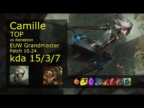 Camille vs Renekton Top - EUW Grandmaster 15/3/7 Patch 10.24 Gameplay