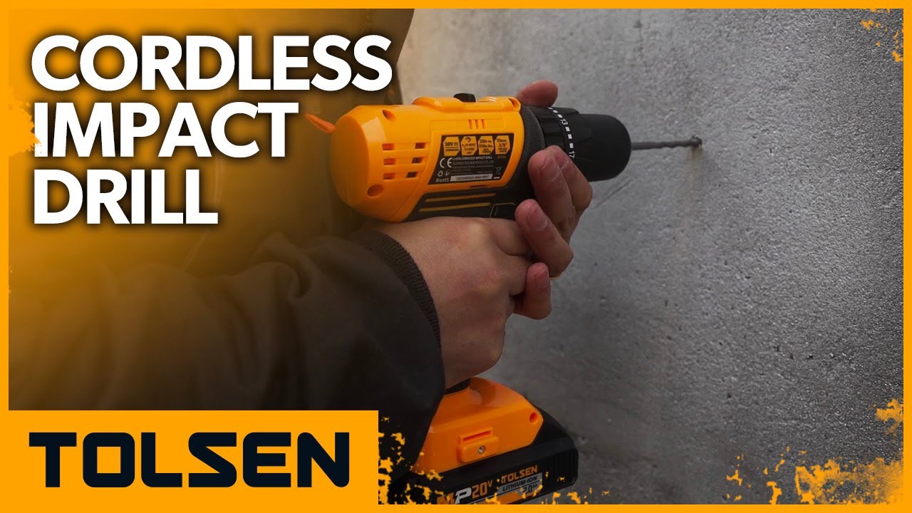 TOLSEN 20V Cordless Impact Drill with 3 Modes and LED Light