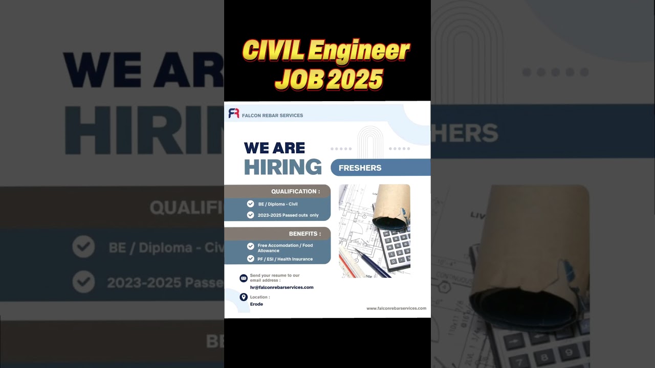 Civil Engineering Freshers Jobs 2025! Falcon Rebar Services Hiring Now 👷‍♂️