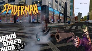 GTA 4 Tron Spiderman Suit Mod vs The Joker Mod - Can Spiderman Stop The Joker?