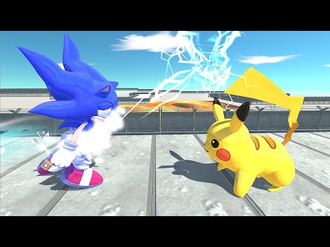 SONIC VS PIKACHU LAVA DEATH RUN - Animal Revolt Battle Simulator