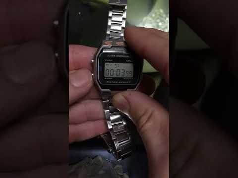 Casio (593)A163W настройка даты,времени,будильника.