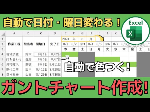 【エクセル】ガントチャートの作り方！すぐに使える便利なテンプレートも紹介【Excel】