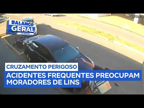 Cruzamento perigoso em Lins: flagrantes de acidentes registrados no local