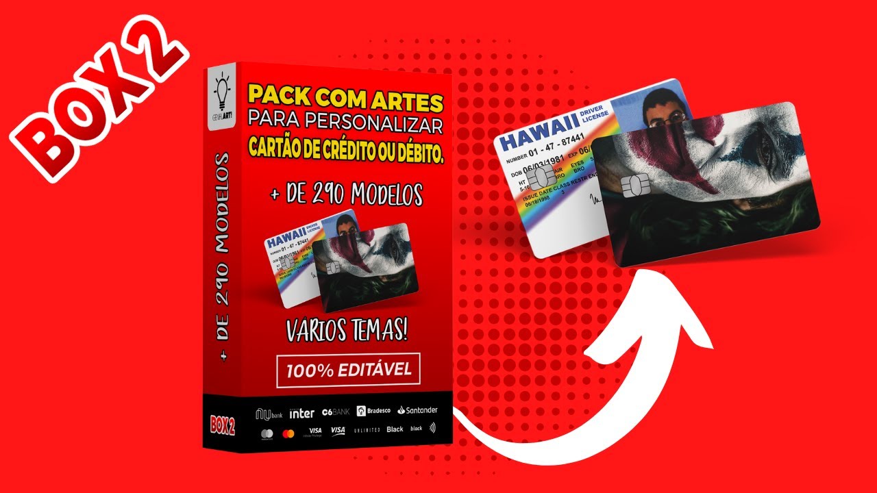 Pacote de adesivos editáveis para cartão de crédito e débito prontos para imprimir!