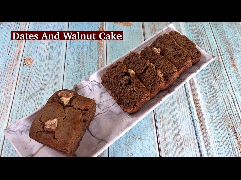 Eggless Date and Walnut Cake | Easy Eggless Tea Cake