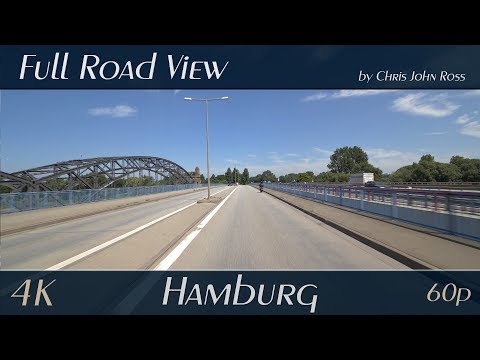 Hamburg, Germany: Harburg, Wilhelmsburg - Brücke des 17. Juni, Hohe-Schaar-Straße - 4K (2160p/60p)