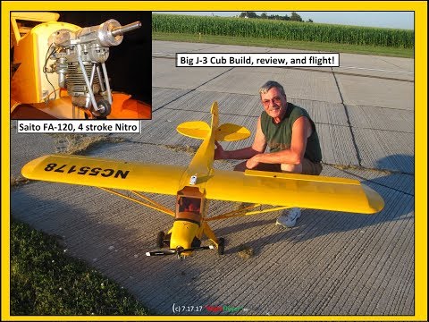 Giant Piper J-3 Cub with 4 Stroke Nitro Engine, the build, review, and flight by NightFlyyer!