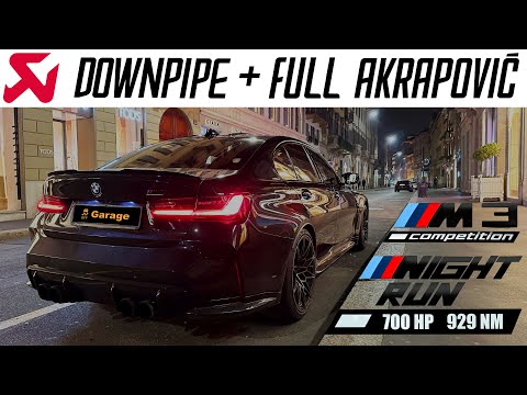 BMW M3 G80 700HP FULL AKRAPOVIC - Night run and drifting 4K