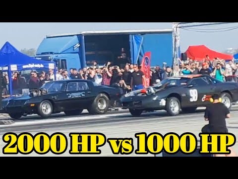 Pontiac Trans Am Supercharged 2000HP vs Camaro Chevy LS2 6.2 Turbo 1000HP