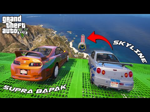 EKSPERIMEN MOBIL SKYLINE DAN SUPRA DI TEMPAT TERTINGGI - GTA 5 MOD