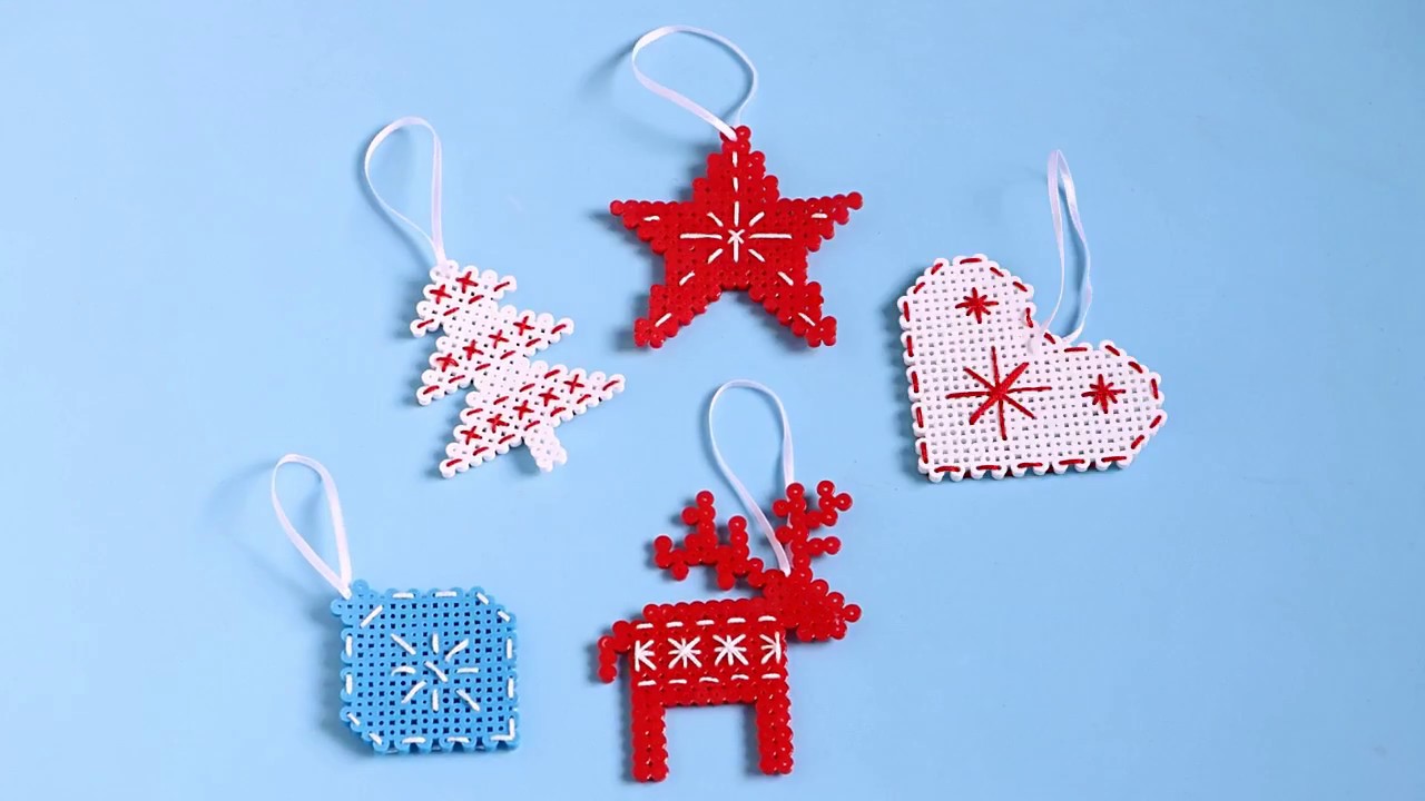 Ozdoby choinkowe z koralików do prasowania hama/pyssla/ Hama bead scandinavian style ornaments