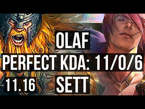 OLAF vs SETT (TOP) | 11/0/6, 2.1M mastery, Legendary, 500+ games | EUW Master | v11.16