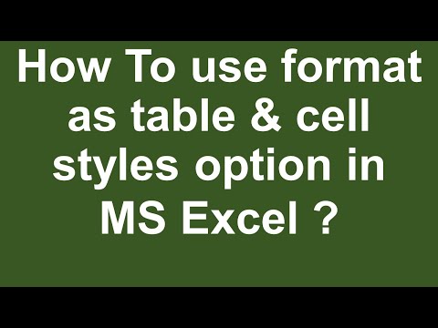 How To use format as table cell styles option in MS Excel Urdu Hindi