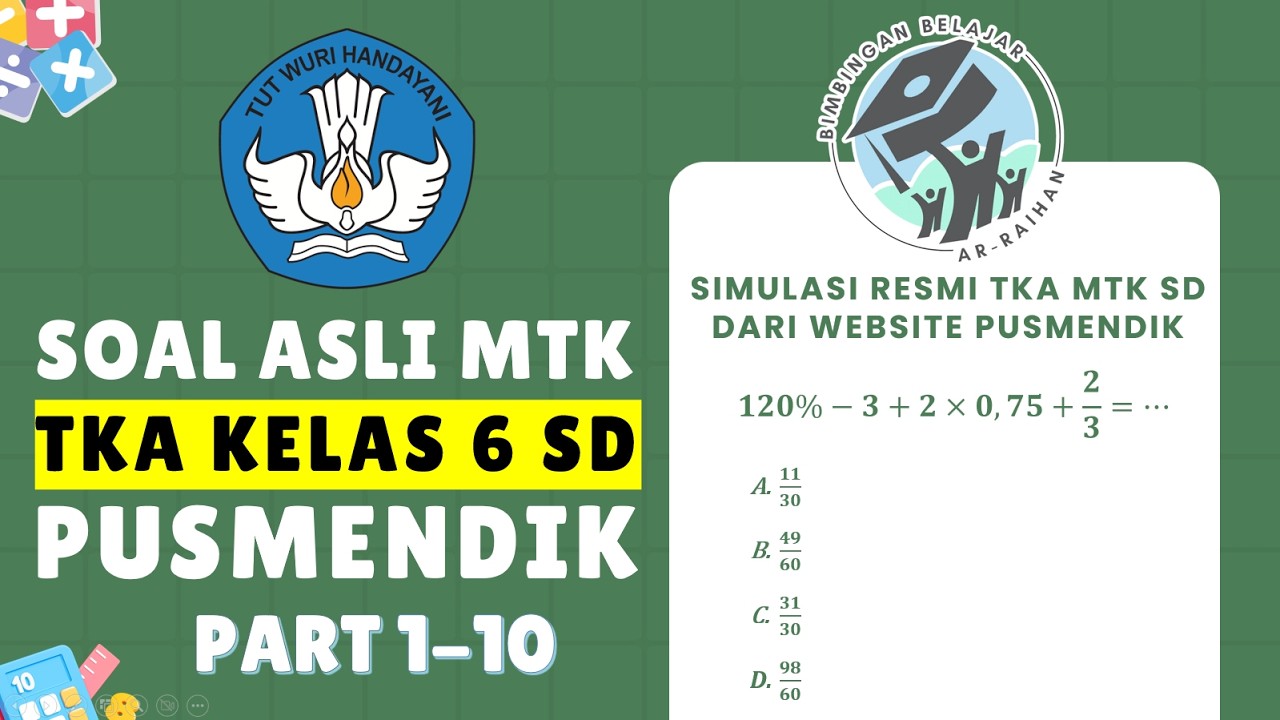 [KOMPLIT 30 SOAL] SOAL ASLI SIMULASI TKA MATEMATIKA SD 2026 PUSMENDIK GLADI PART 1-11 BUKAN BOCORAN