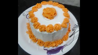 How to make Butter Cream Roses| బటర్క్రీమ్roses on cake |buttercream icing  roses