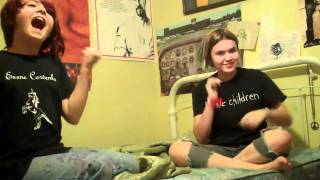 Skating Polly hearing themselves on the radio for the first time.