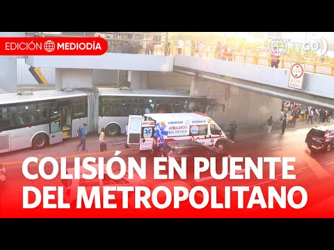 Metropolitano bus collides on La Victoria bridge | Midday Edition | Peru News